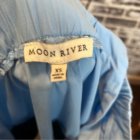 Moon River Boho Romantic Sleeveless Multicolored Blue Tiered Midi Dress Size XS - Picture 2 of 6